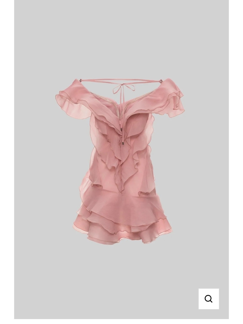 Pink Ruffle Mini Dress - Elegant Women's Dress - Picture 2 of 2
